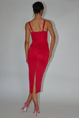 La Bellevilloise Sequin Bust Midi Dress Red