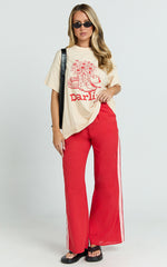Alena Top - Oversized Darlin Print Tee in Beige