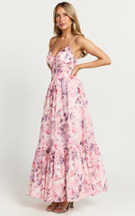 Amalie The Label - Martia Strappy Corset Flare Dress in Adeline Floral Print