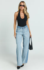 Becca Jeans - Two Tone Mid Rise Cropped Denim Jeans in Mid Blue