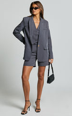 Caralina Blazer - Oversized Single Breasted Blazer in Charcoal