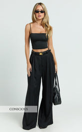 Clarke Pants - High Waist Wide Leg Pants in Black