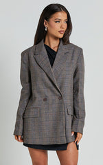 Danie Blazer - Oversized Double Breasted Blazer in Brown Check