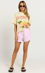 Duffy Two Piece Top and Shorts Set - Grapefruit Paradise T-shirt Set in Yellow/Pink