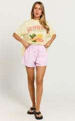 Duffy Two Piece Top and Shorts Set - Grapefruit Paradise T-shirt Set in Yellow/Pink
