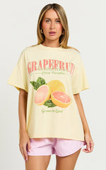 Duffy Two Piece Top and Shorts Set - Grapefruit Paradise T-shirt Set in Yellow/Pink