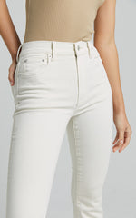Elizena Jeans - Mid Rise Step Hem Cropped Denim Jeans in Ecru