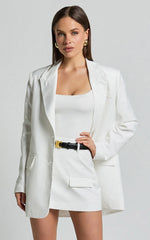 Haidy Blazer - Single Breasted Boyfriend Blazer in White
