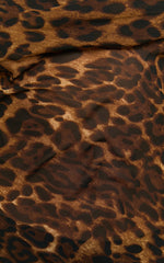 Hilary Mini Dress - Sheer Cowl Neck Slip Dress in Leopard