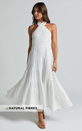 Jodilou Midi Dress - Halter Tiered Dress in White