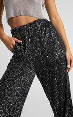 Kendrick Pant - Elasticated High Waist Sequin Jogger in Black