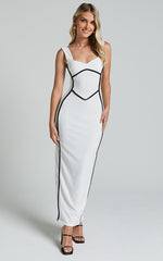 Magnolia Midi Dress - Scoop Neck Bodycon Dress in White