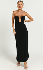 Paulyn Midi Dress - Sleeveless V-Neck Dress in Black