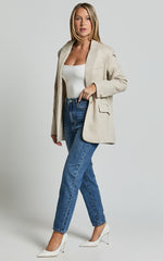 Pierce Blazer - Linen Oversized Single Breasted Blazer in Natural