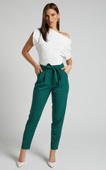 Raegen Pant - High Waist Tapered Leg Pant in Forest Green