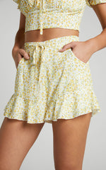 Rhenzy Shorts - Frill Hem Shorts in Sunshine Ditzy