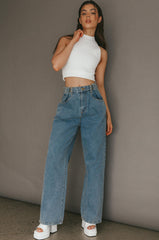 Mindi Sleeveless Ribbed Crop Top White