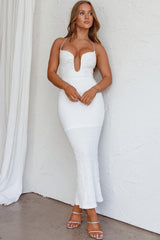 Nouveau U-Neckline Midi Dress White