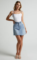 Sweet Disguise Top - Shoulder Tie Corset Top in White