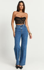 Victoria Top - Lace Frill Edge Bustier Top in Black