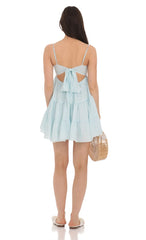 Floral Babydoll Dress in Light Blue