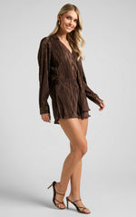 Archer Shorts - High Waisted Plisse Shorts in Chocolate