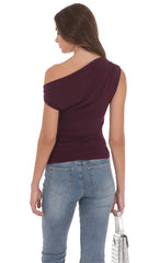 Embellished Off Shoulder Top in Purple