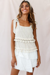 Zambia Raw Edge Wrap Skirt White