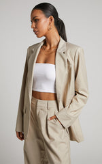 Izara Blazer - Oversized Boyfriend Fit Blazer in Stone