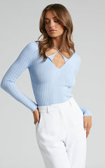 4th & Reckless - Lexi Knitted Top in Baby Blue Knit