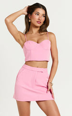Ariana Top - Cropped Sweetheart Bustier Top in Pink