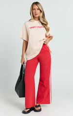 Arlette Two Piece Top and Pants Set - Spritz Peach Set in Peach/Red