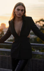 Chona Blazer - Tailored Hourglass Cut Out Blazer in Black