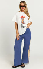 Carla Two Piece Top and Pants Set - Cool it Cowboy Pants Set in White/Blue