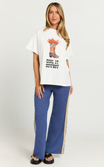 Carla Two Piece Top and Pants Set - Cool it Cowboy Pants Set in White/Blue