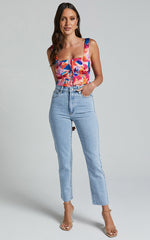 Davian Top - Wide Strap Straight Neck Corset in Multi