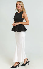 Gera Top - Structured Peplum Top in Black