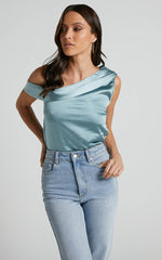 Indah Top - Draped Off Shoulder Top in Sage