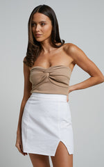 International Babe Mini Linen Blend Skirt in White Linen Look