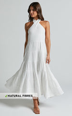 Jodilou Midi Dress - Halter Tiered Dress in White