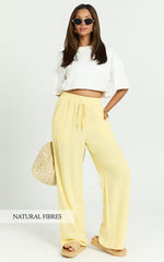 Kala Pants - Mid Waisted Relaxed Elastic Waist Pants in Lemon