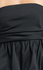 Karmen Top - Strapless Ruched Side Bubble Hem Top in Black