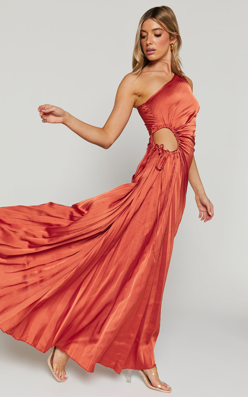luna one-shoulder cutout maxi dress La Lune One Shoulder Cowl Back Maxi Dress | Powder Blue | Dresses