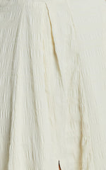 Marisse Maxi Dress - Cut Out Front Split Cross Back Textured Dress in Cream