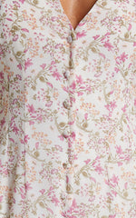 Maximum Potential Mini Dress - Button Up Dress in Purple Floral