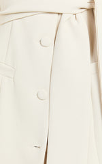 Mhina Mini Dress - Waist Tie Blazer Dress in Stone