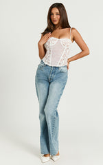 Paulina Top - Sweetheart Lace Corset Top in White