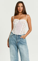 Paulina Top - Sweetheart Lace Corset Top in White