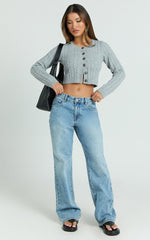 Primrose Cardigan - Recycled Cable Knit Crop Cardigan in Grey
