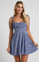 Summer Jam Mini Dress - Strappy Slip Dress in Blue Floral